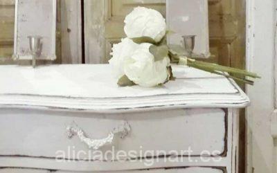 Mesita francesa shabby chic blanca con cajones decorados
