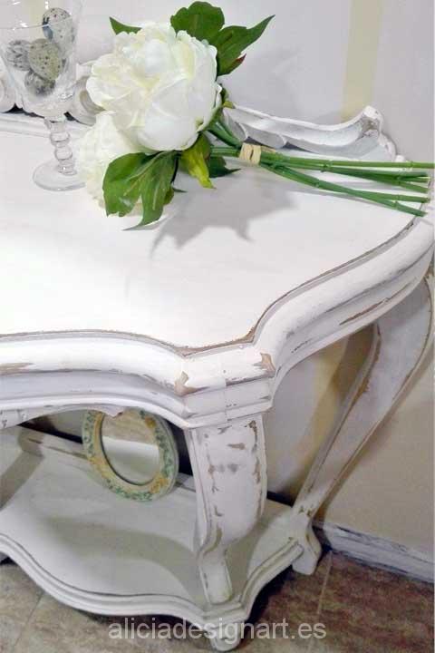 Consola y espejo cornucopia -Decoracíon de muebles antiguos estilo Shabby Chic