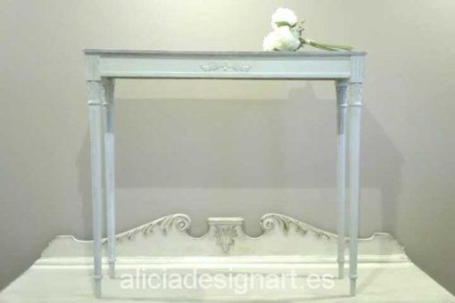 Consola Shabby Chic con espejo rectangular - Decoracíon de muebles antiguos estilo Shabby Chic, Provenzal, Rómantico, Nórdico