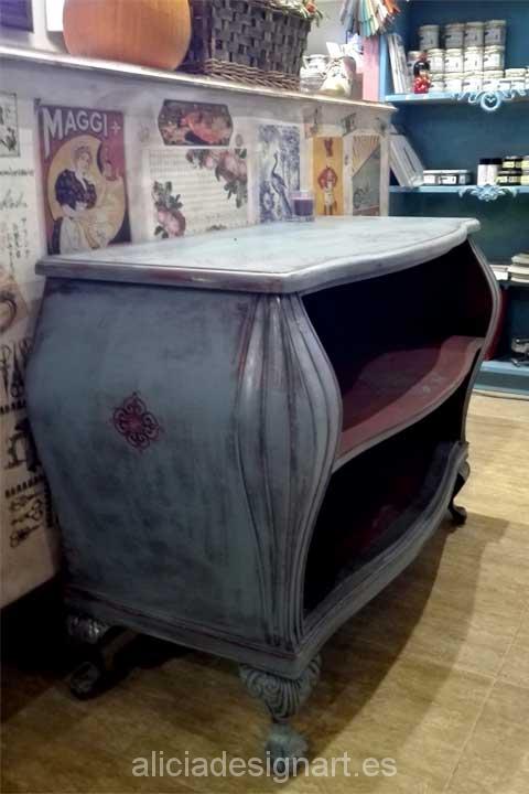 Consola abombada mueble TV - Decoracíon de muebles antiguos estilo Shabby Chic, Provenzal, Rómantico, Nórdico
