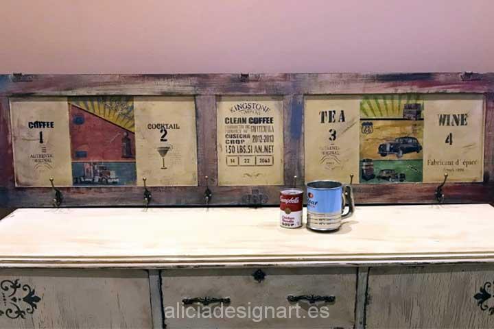 Perchero ventana reciclda Route 66 - Decoracíon de muebles antiguos estilo Shabby Chic, Provenzal, Rómantico, Nórdico