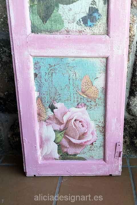 Ventana reciclada con rosas estilo Shabby Chic Romántico - Taller decoracíon de muebles antiguos Madrid estilo Shabby Chic, Provenzal, Rómantico, Nórdico