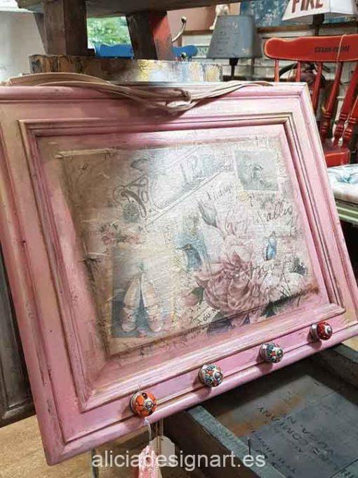 Cuadro colgador Shabby Chic Romántico color rosa - Taller de decoración de muebles antiguos Madrid estilo Shabby Chic, Provenzal, Romántico, Nórdico