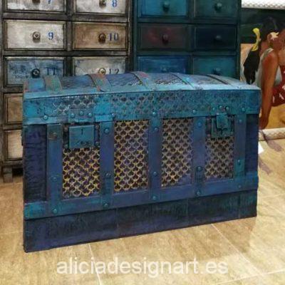 Baúl antiguo decorado estilo Boho Chic - Taller decoracíon de muebles antiguos Madrid estilo Shabby Chic, Provenzal, Rómantico, Nórdico