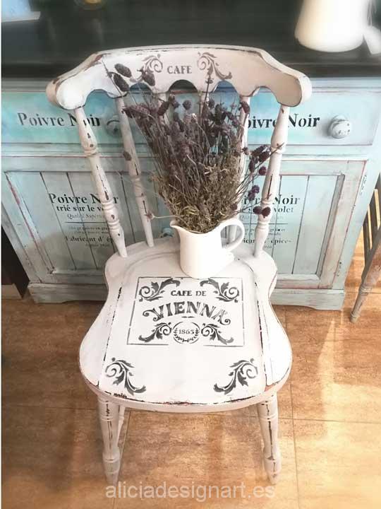 Silla Windsor vintage shabby chic blanco - Taller decoración de muebles antiguos Madrid estilo Shabby Chic, Provenzal, Rómantico, Nórdico