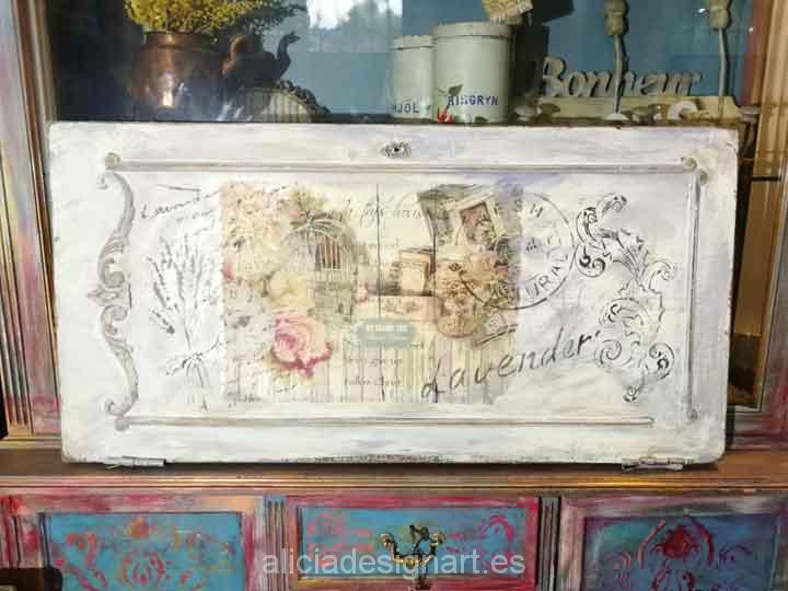 Cuadro Shabby original realizado a mano Lavender por Alicia Dominguez Lopez - Taller decoración de muebles antiguos Madrid estilo Shabby Chic, Provenzal, Rómantico, Nórdico