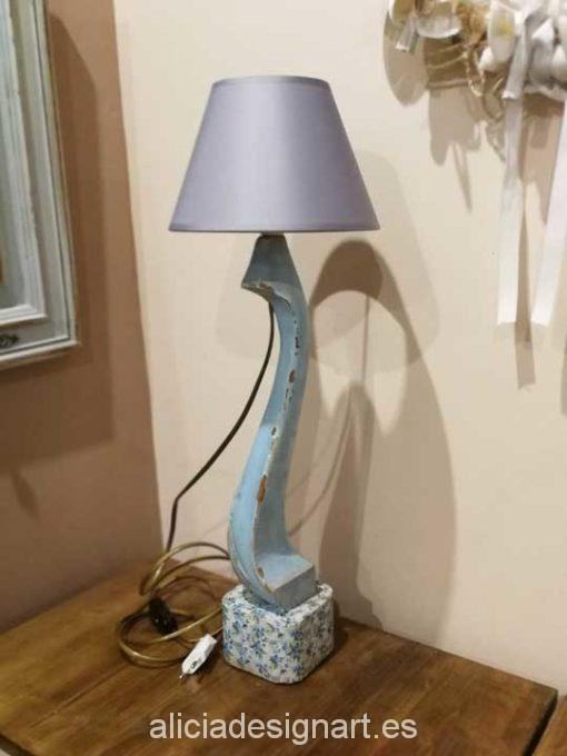 Lámpara decorativa de mesa estilo Isabelino azul - Taller decoración de muebles antiguos Madrid estilo Shabby Chic, Provenzal, Rómantico, Nórdico