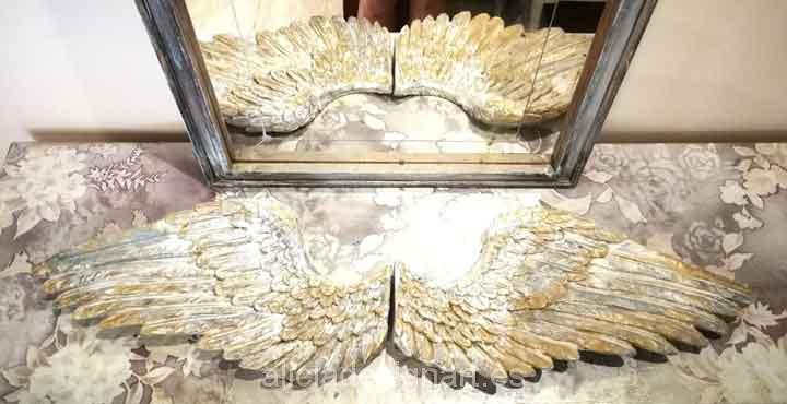 Pack de dos alas de ángel doradas para decorar tus espacios - Taller decoración de muebles antiguos Madrid estilo Shabby Chic, Provenzal, Rómantico, Nórdico