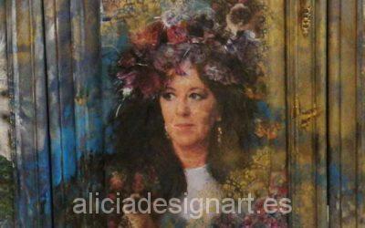 Sara: retrato por encargo, cuadro Boho sobre madera