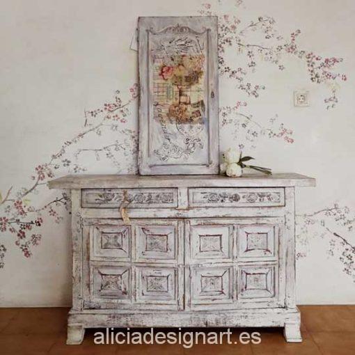 Aparador antiguo de madera maciza decorado estilo Shabby Chic - Taller decoración de muebles antiguos Madrid estilo Shabby Chic, Provenzal, Rómantico, Nórdico