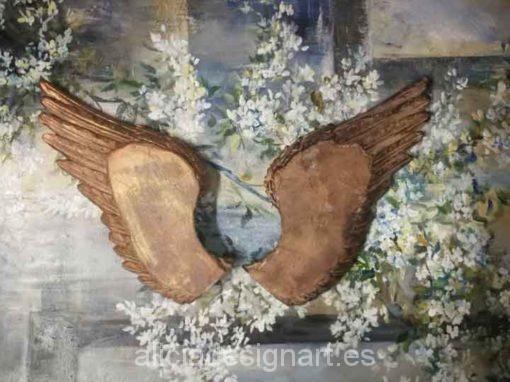 Pack de dos alas de ángel doradas para decorar tus espacios - Taller decoración de muebles antiguos Madrid estilo Shabby Chic, Provenzal, Romántico, Nórdico