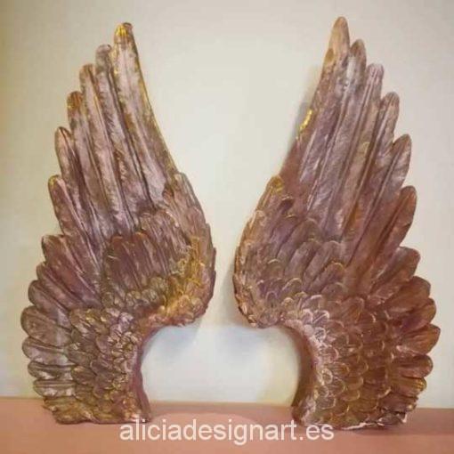 Pack de dos alas de ángel doradas y rosa para decorar tus espacios - Taller decoración de muebles antiguos Madrid estilo Shabby Chic, Provenzal, Romántico, Nórdico