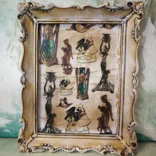 Cuadro decorativo con papel de arroz, marco resina, Art Déco - Taller decoración de muebles antiguos Madrid estilo Shabby Chic, Provenzal, Romántico, Nórdico