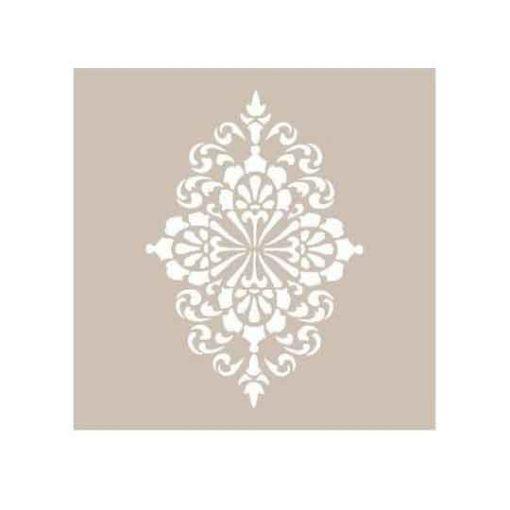 Plantilla de stencil estarcido con Aplique Floral Grande de Cadence AS420 - Taller decoración de muebles antiguos Madrid estilo Shabby Chic, Provenzal, Romántico, Nórdico