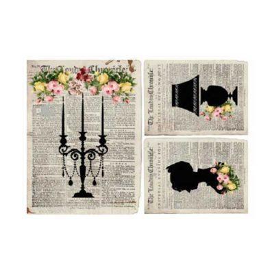 Papel de arroz découpage siluetas sobre páginas de Cadence ref PA466 - Taller decoración de muebles antiguos Madrid estilo Shabby Chic, Provenzal, Romántico, Nórdico