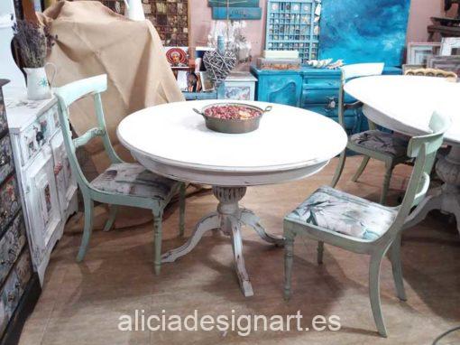 Mesa de comedor redonda extensible estilo Shabby Chic - Taller de decoración de muebles antiguos Madrid. Muebles de colores, productos y cursos.