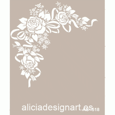 Stencil para decoración esquina de rosas Shabby Chic de Cadence AS518 - Decoración de muebles antiguos estilo Shabby Chic, Provenzal, Romántico, Nórdico