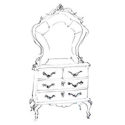 Cómoda con espejo decorada por encargo exclusivamente para ti - Taller decoración de muebles antiguos Madrid estilo Shabby Chic, Provenzal, Romántico, Nórdico