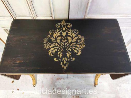Mesa con alas abatibles decorada estilo Shabby Chic francés - Taller de decoración de muebles antiguos Alicia Designart Madrid. Muebles de colores, productos y cursos.