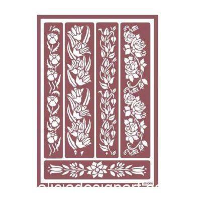 Plantilla de stencil estarcido con flores para ácido 96022700 - Taller decoración de muebles antiguos Madrid estilo Shabby Chic, Provenzal, Romántico, Nórdico