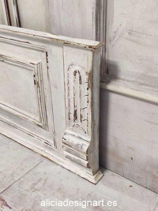 Copete walldecor rectangular antiguo decorado estilo Shabby Chic en tonos blancos - Taller de decoración de muebles antiguos Alicia Designart Madrid