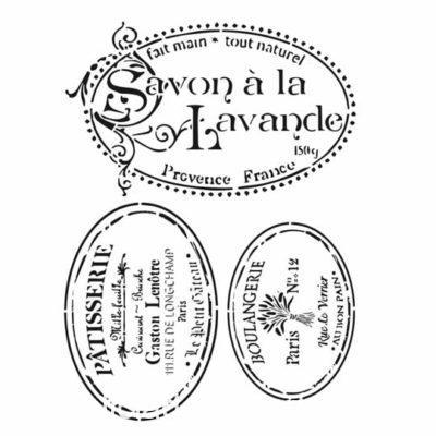 Plantilla de stencil estarcido XL Savon à la Lavande Cadence HD044 - Taller decoración de muebles antiguos Madrid estilo Shabby Chic, Provenzal, Romántico, Nórdico