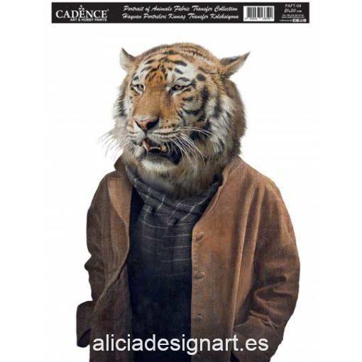 Papel para transfer sobre tejido con tigre, colección Animal Portrait de Cadence ref PAFT04 - Taller decoración de muebles antiguos Madrid estilo Shabby Chic, Provenzal, Romántico, Nórdico