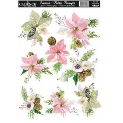 Papel para transfer sobre tejido Flowers de Cadence ref FT035 - Taller decoración de muebles antiguos Madrid estilo Shabby Chic, Provenzal, Romántico, Nórdico