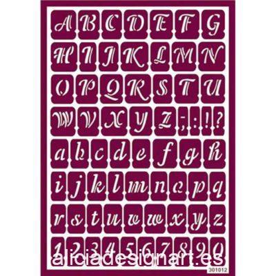 Plantilla de stencil estarcido con letras y números para ácido 96019700 - Taller decoración de muebles antiguos Madrid estilo Shabby Chic, Provenzal, Romántico, Nórdico