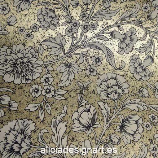 Papel florentino decorativo Flowers de Rossi ref: TSC029 - Taller decoración de muebles antiguos Madrid estilo Shabby Chic, Provenzal, Romántico, Nórdico