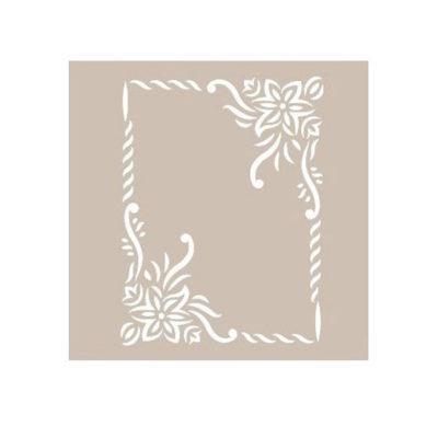 Plantilla de stencil estarcido marco con flores AS495 - Taller decoración de muebles antiguos Madrid estilo Shabby Chic, Provenzal, Romántico, Nórdico