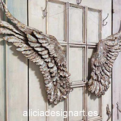 Pack de dos alas de ángel grandes decoradas estilo romántico para decorar tus espacios - Taller decoración de muebles antiguos Madrid estilo Shabby Chic, Provenzal, Romántico, Nórdico