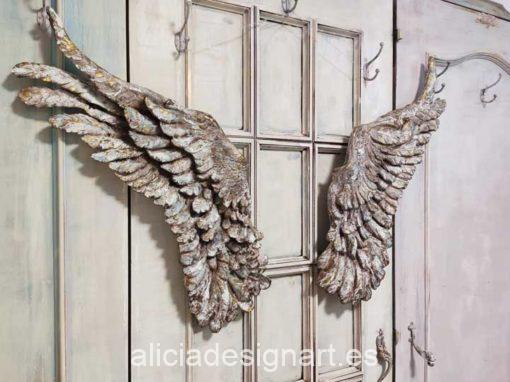 Pack de dos alas de ángel grandes decoradas estilo romántico para decorar tus espacios - Taller decoración de muebles antiguos Madrid estilo Shabby Chic, Provenzal, Romántico, Nórdico