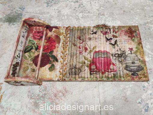Tabla de lavar antigua de madera maciza decorada a mano - Taller de decoración de muebles antiguos Madrid estilo Shabby Chic, Provenzal, Romántico, Nórdico