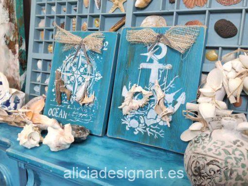 Cuadros artesanos de inspiración costera sobre madera reciclada - Taller decoración de muebles antiguos Madrid estilo Shabby Chic, Provenzal, Romántico, Nórdico