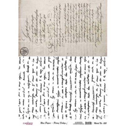 Papel de arroz con carta manuscrita de Cadence ref PA055 - Taller decoración de muebles antiguos Madrid estilo Shabby Chic, Provenzal, Rómantico, Nórdico