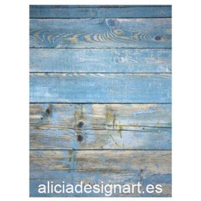 Papel de arroz para découpage Madera Azul de Cadence ref PA441 - Taller decoración de muebles antiguos Madrid estilo Shabby Chic, Provenzal, Romántico, Nórdico