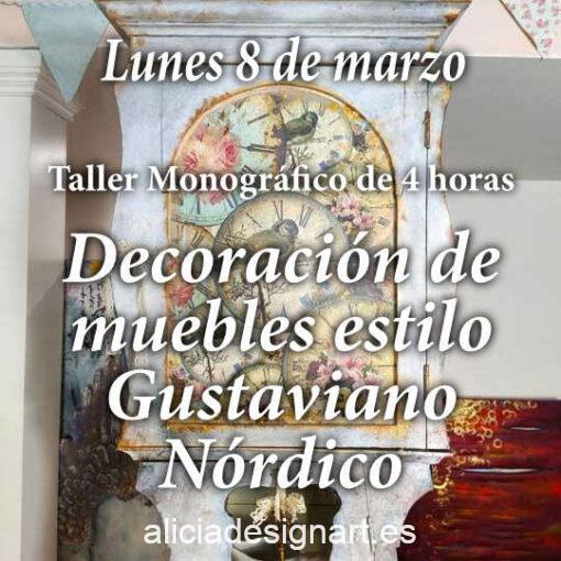 Curso taller de decoración y pintura de muebles estilo Gustaviano Nórdico 8 de marzo 2021 - Taller de decoración de muebles antiguos Alicia Designart Madrid