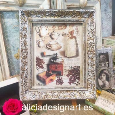 Cuadro decorativo de inspiración culinaria shabby chic Vintage con motivos coffee - Taller decoración de muebles antiguos Madrid estilo Shabby Chic, Provenzal, Romántico, Nórdico