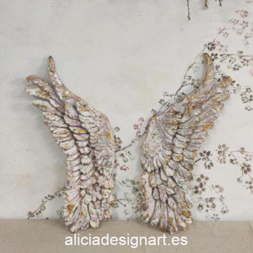 Pack de dos alas de ángel grandes decoradas estilo romántico en tonos rosados para decorar tus espacios - Taller decoración de muebles antiguos Madrid estilo Shabby Chic, Provenzal, Romántico, Nórdico