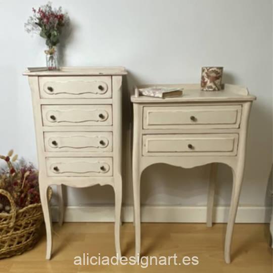 Mesillas Salomé y Claudia decoradas estilo romántico rosa y beige ...