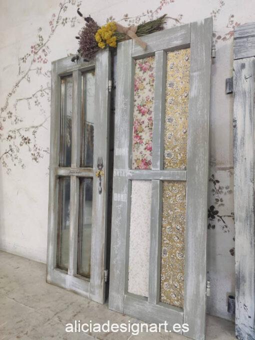 Ventanas antiguas recicladas efecto espejo por un lado y decoradas estilo Shabby Chic Romántico por el otro, reversibles - Taller decoración de muebles antiguos Madrid estilo Shabby Chic, Provenzal, Romántico, Nórdico