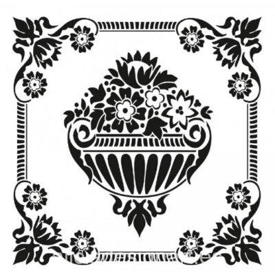 Plantilla de stencil estarcido Héritage Classic con motivos vegetales, 25 x 25 cm HHCMS-08 - Taller decoración de muebles antiguos Madrid estilo Shabby Chic, Provenzal, Romántico, Nórdico