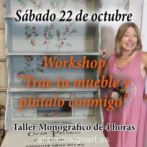 Curso taller de decoración de muebles "Trae tu mueble y píntalo conmigo", sábado 22 de octubre 2022 - Taller de decoración de muebles antiguos Alicia Designart Madrid