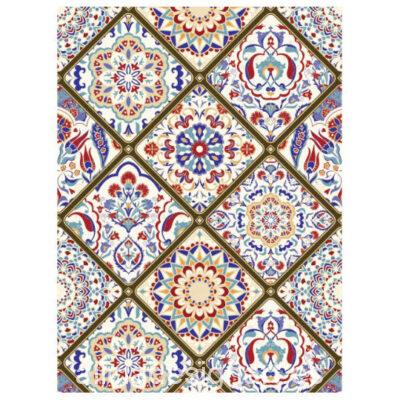 Papel de arroz para découpage de Cadence con azulejos de colores ref PA705 - Taller decoración de muebles antiguos Madrid estilo Shabby Chic, Provenzal, Romántico, Nórdico