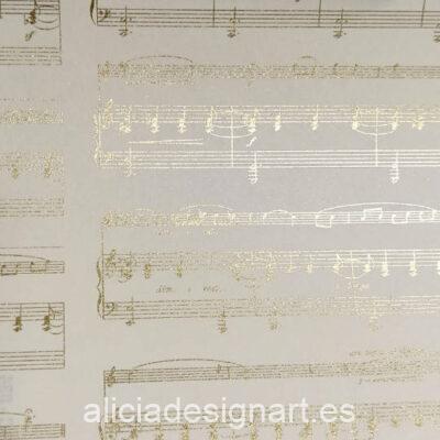 Papel florentino decorativo Musical Scorede Rossi ref: TSC034 - Taller decoración de muebles antiguos Madrid estilo Shabby Chic, Provenzal, Romántico, Nórdico