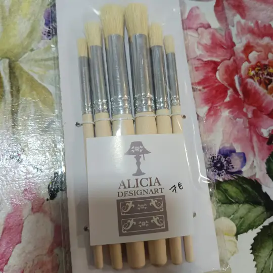 Set de 6 pinceles para estarcir o stencil - Alicia Designart Madrid tienda de decoración de muebles antiguos estilo Shabby Chic, Provenzal, Romántico, Nórdico