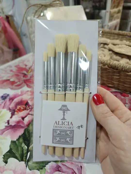 Set de 6 pinceles para estarcir o stencil - Alicia Designart Madrid tienda de decoración de muebles antiguos estilo Shabby Chic, Provenzal, Romántico, Nórdico