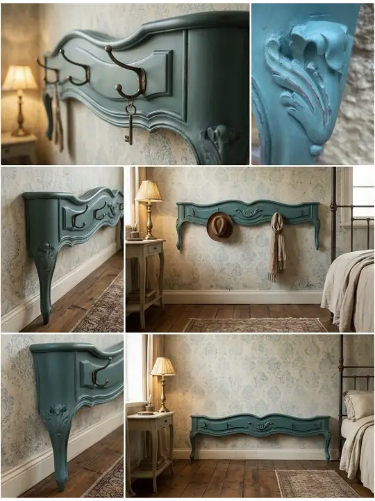 Perchero de pared de madera maciza, decorado por Un Toque Vintage - Taller de decoración de muebles antiguos Madrid. Muebles de colores, productos y cursos.